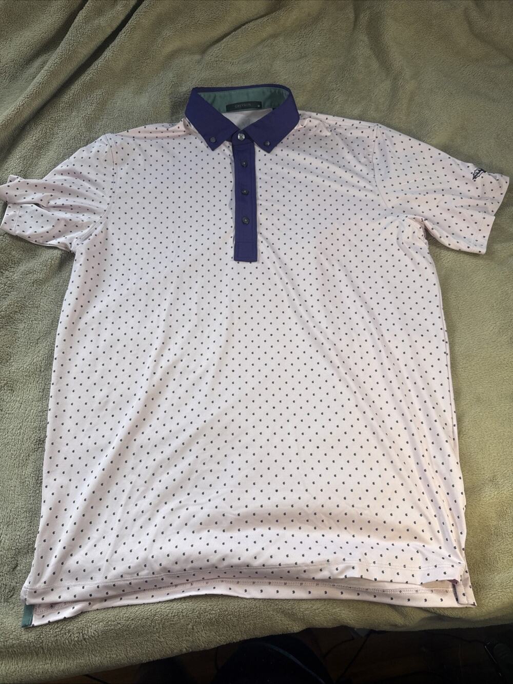 Greyson Golf lcon G Print Short Sleeve Polo Shirt Sunrise Pink/Purple Mens Med